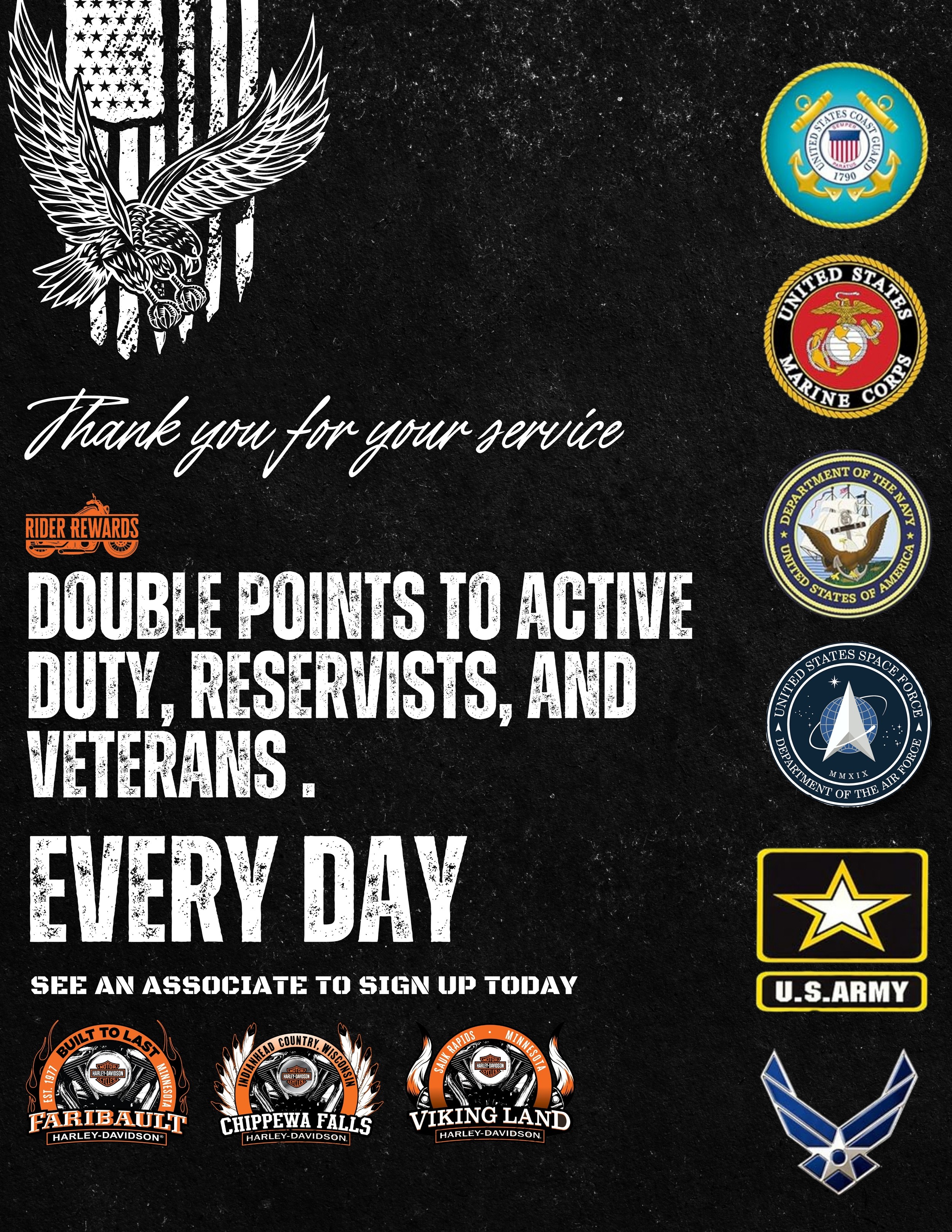 Military get 2x points every day